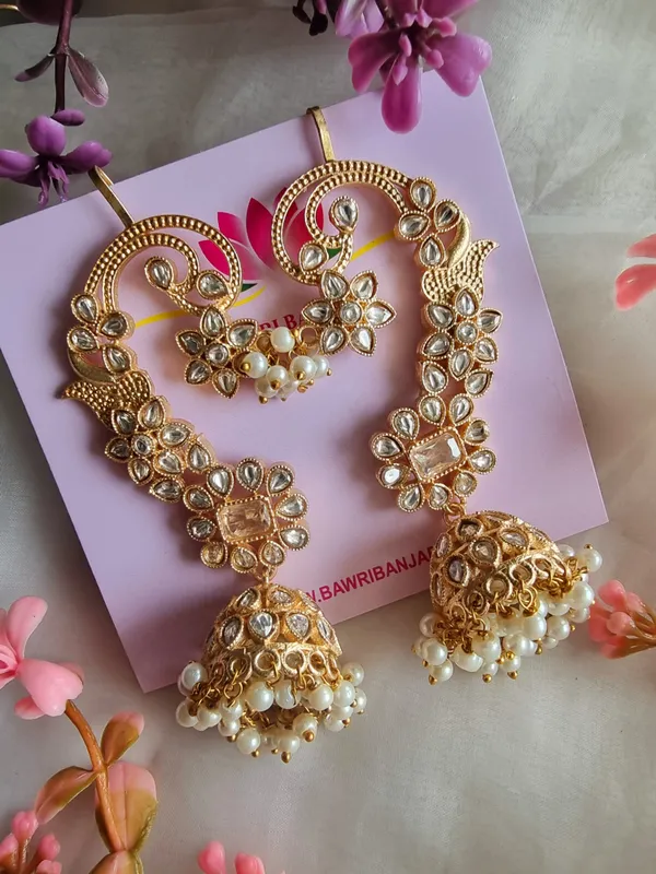 RIWAZ_KUNDAN_WHITE_GOLD_PLATED_EARCUFF_PAIR