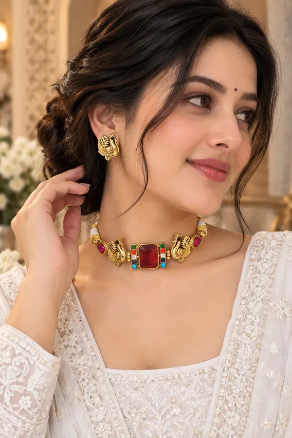 RED_PEACOCK_GOLDPLATED_BRASS_CHOKER_SET_FOR_WOMEN