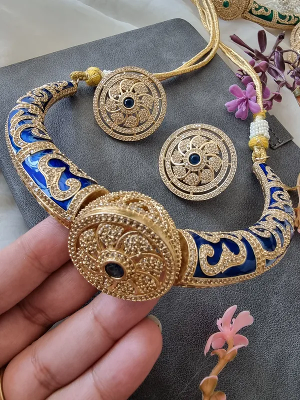 SAJNI_BLUE_MEENAKARI_HASLI_WITH_EARRINGS