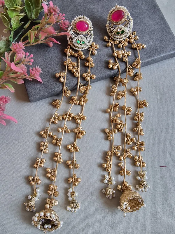 SHASHA_LONG_KASHMIRI_GHOONGROO_EARRINGS_FOR_WOMEN