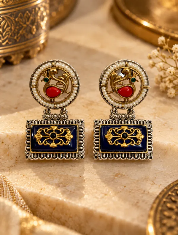 TAMRITA_ROYAL_BLUE_MEENAKARI_STATEMENT_CHOKER_SET_WITH_EARRINGS