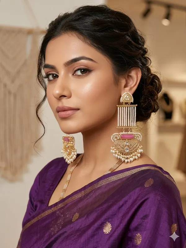 AROHA_PINK_,_WHITE_COLOR_GOLD_PLATED_LONG_EARRINGS_FOR_WOMEN