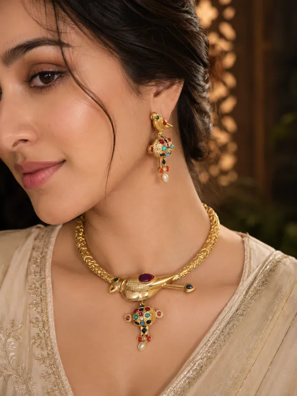 TOTAPARI__GOLD_PLATED_NECKLACE_SET_WITH_EARRINGS