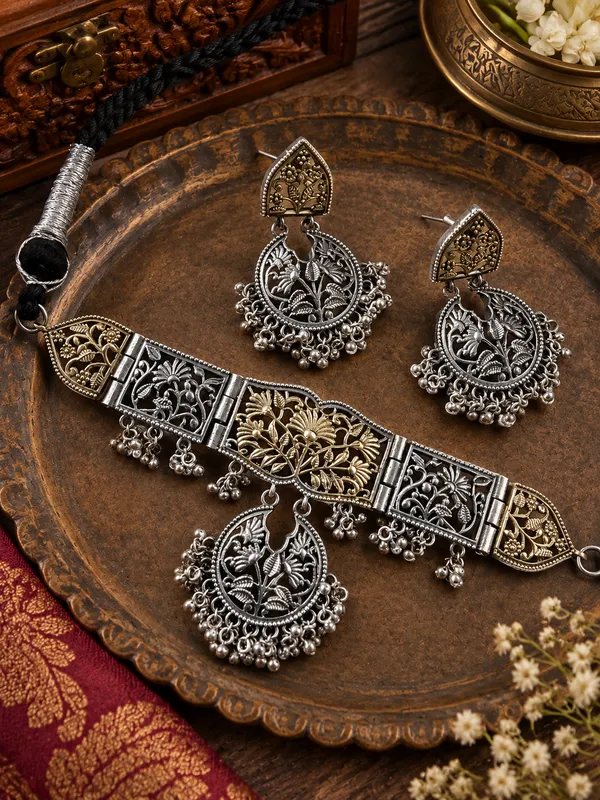 LAILA_DUALTONE_BRASS_CHOKER_WITH_EARRINGS_FOR_WOMEN