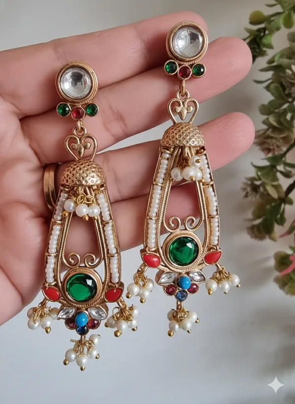 GULAB__GOLD_PLATED_NAVRATAN_EARRINGS_FOR_WOMEN