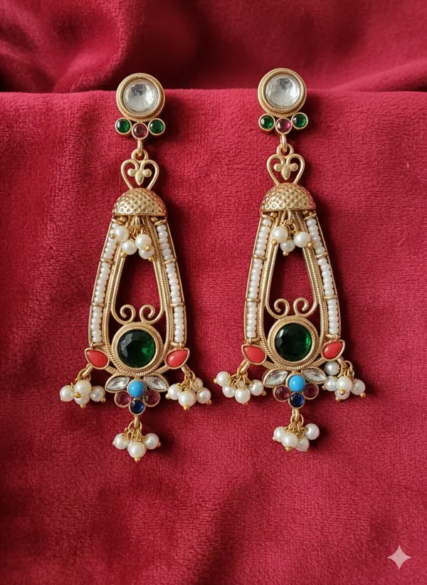 GULAB__GOLD_PLATED_NAVRATAN_EARRINGS_FOR_WOMEN
