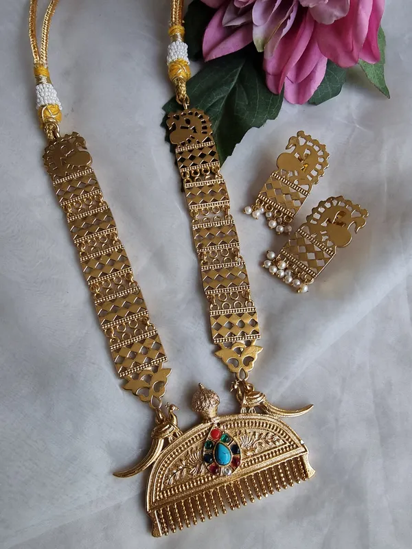 ARSHIA_GOLD_PLATED_LONG_NECKLACE_WITH_EARRINGS_FOR_WOMEN