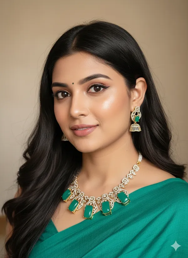 RECHAL_GREEN__DOUBLET__NECKLACE_SET_WITH_EARRINGS