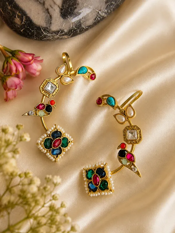 ZOYA_GOLD_PLATED_MULTI_COLOR__EARCUFF__PAIR