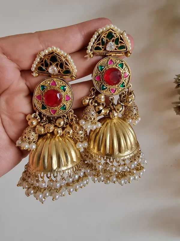 KASHI__GOLD_PLATED_PREMIUM_QUALITY__RED_EARRINGS