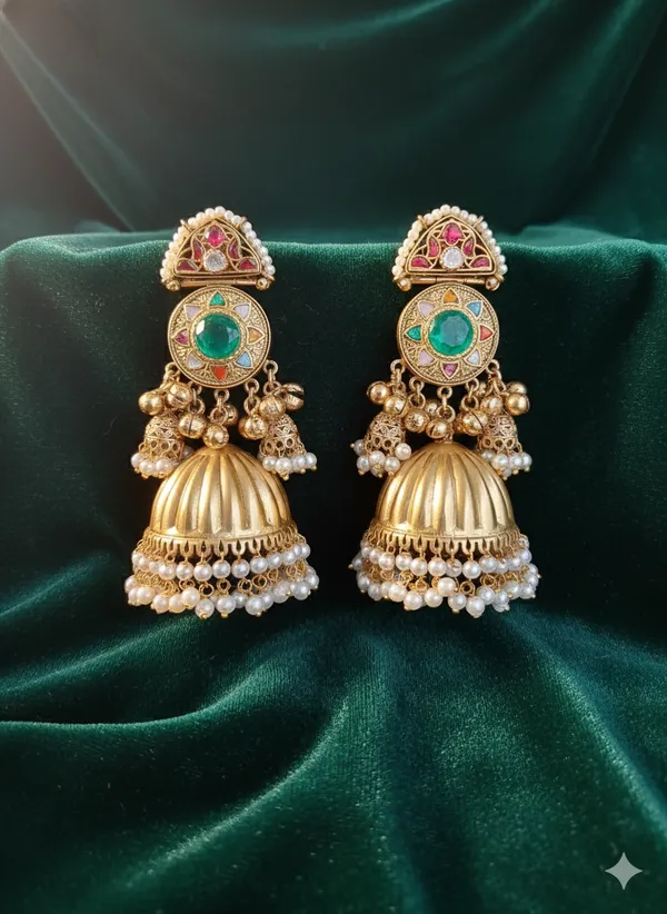 KASHI__GOLD_PLATED_PREMIUM_QUALITY__GREEN_EARRINGS