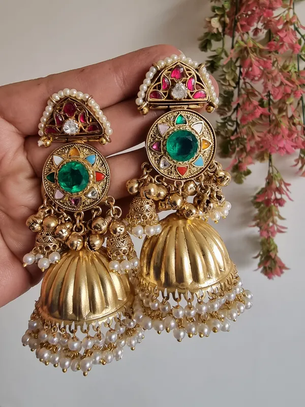 KASHI__GOLD_PLATED_PREMIUM_QUALITY__GREEN_EARRINGS