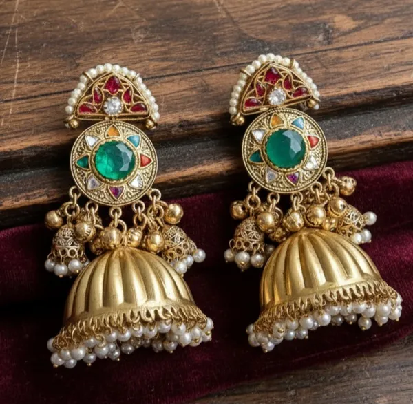 KASHI__GOLD_PLATED_PREMIUM_QUALITY__GREEN_EARRINGS