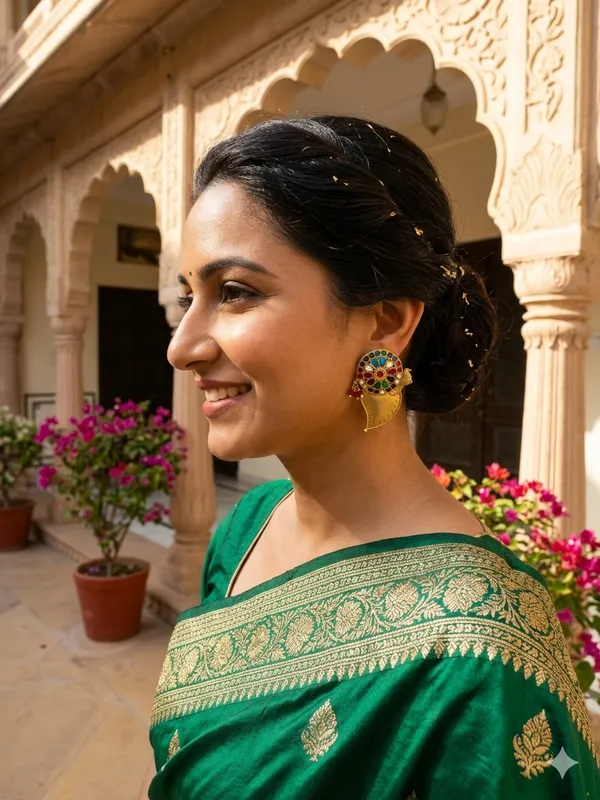 AMBIKA_MATT_GOLD_PLATED_NAVRATAN__EARRINGS_FOR_WOMEN