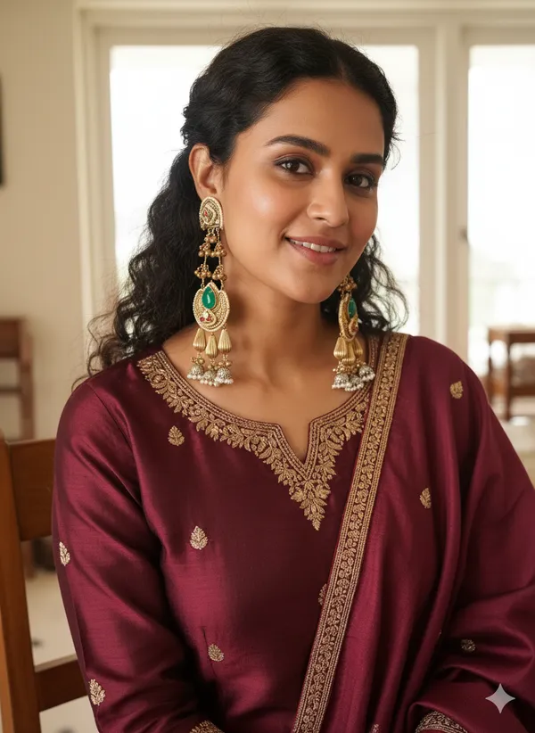LADLI_GREEN__DOUBLET_LONG_KASHMIRI_EARRINGS_FOR_WOMEN