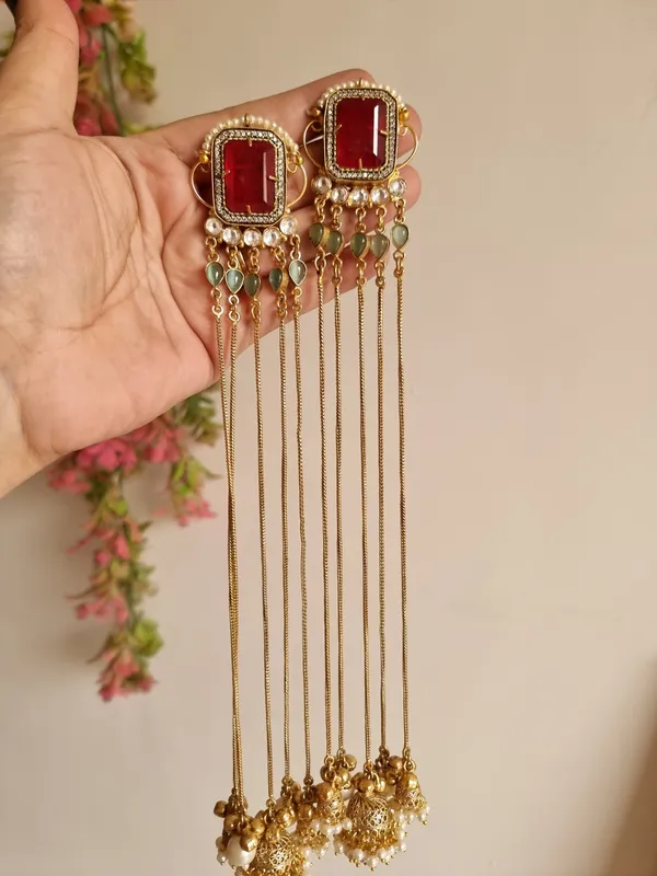 NOORI_LONG_RED__DOUBLET_GOLD_PLATED_KASHMIRI_EARRINGS_FOR_WOMEN