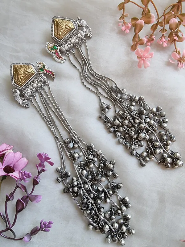 INDU_SILVER_KASHMIRI_LONG_GHOONGROO_EARRINGS_FOE_WOMEN