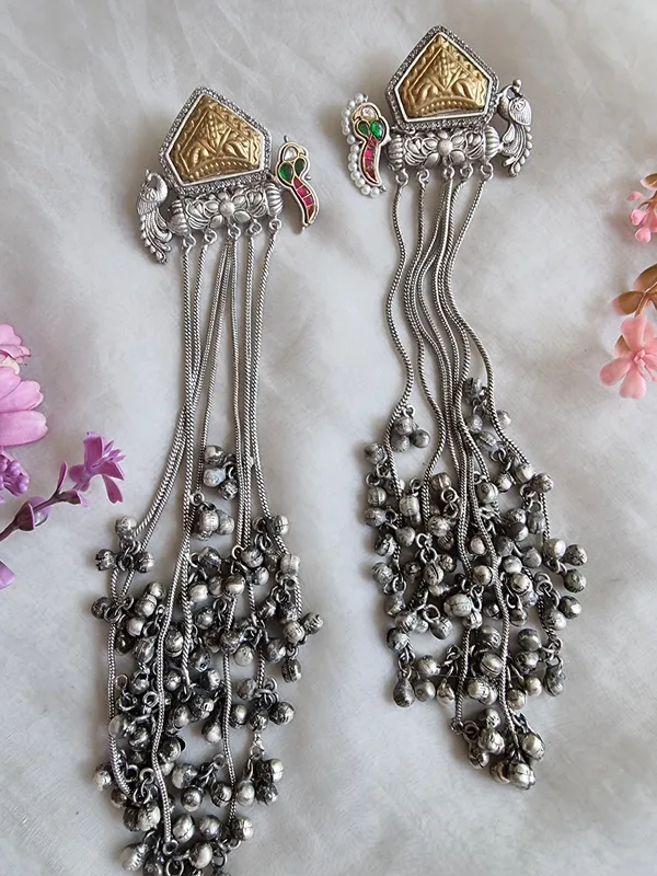 INDU_SILVER_KASHMIRI_LONG_GHOONGROO_EARRINGS_FOE_WOMEN