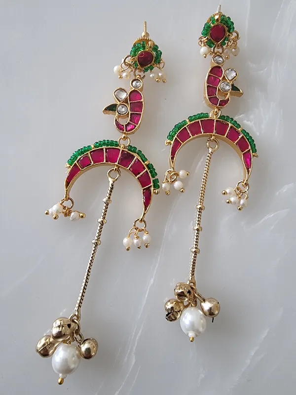 GULPOSH_PACHI_KUNDAN_LONG_EARRINGS_FOR_WOMEN
