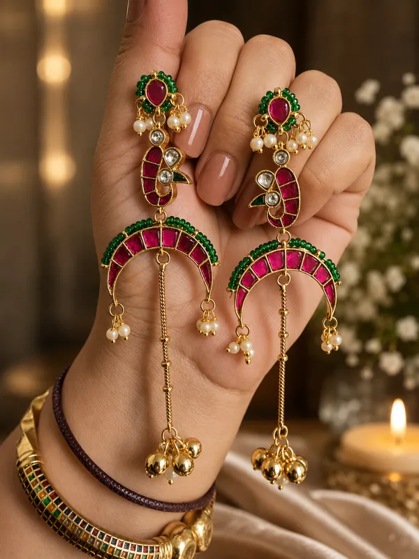 GULPOSH_PACHI_KUNDAN_LONG_EARRINGS_FOR_WOMEN