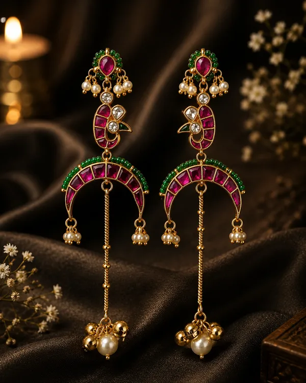 GULPOSH_PACHI_KUNDAN_LONG_EARRINGS_FOR_WOMEN
