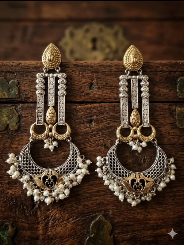 PHOOL_SURABHI_DUALTONE_BRASS_EARRINGS_FOE_WOMEN