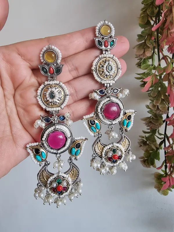 SAANJH_DUALTONE_LONG_MULTI_EARRINGS_FOR_WOMEN