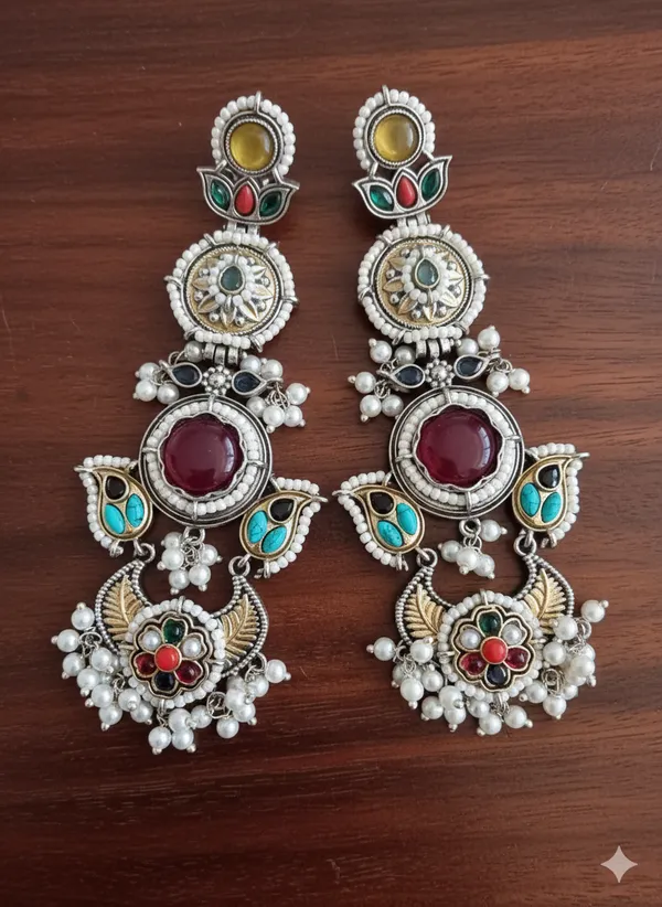 SAANJH_DUALTONE_LONG_MULTI_EARRINGS_FOR_WOMEN