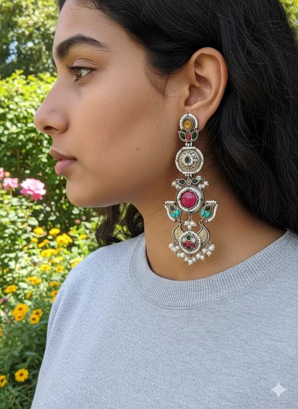 SAANJH_DUALTONE_LONG_MULTI_EARRINGS_FOR_WOMEN