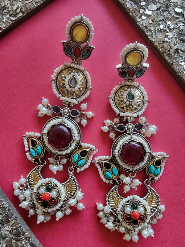 SAANJH_DUALTONE_LONG_MULTI_EARRINGS_FOR_WOMEN