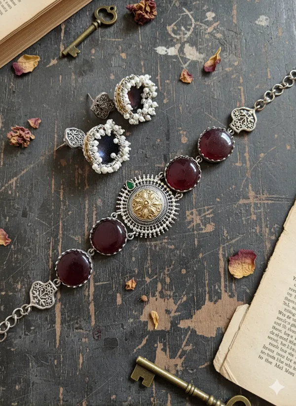 MANDALA_RED_DUALTONE_CHOKER_SET