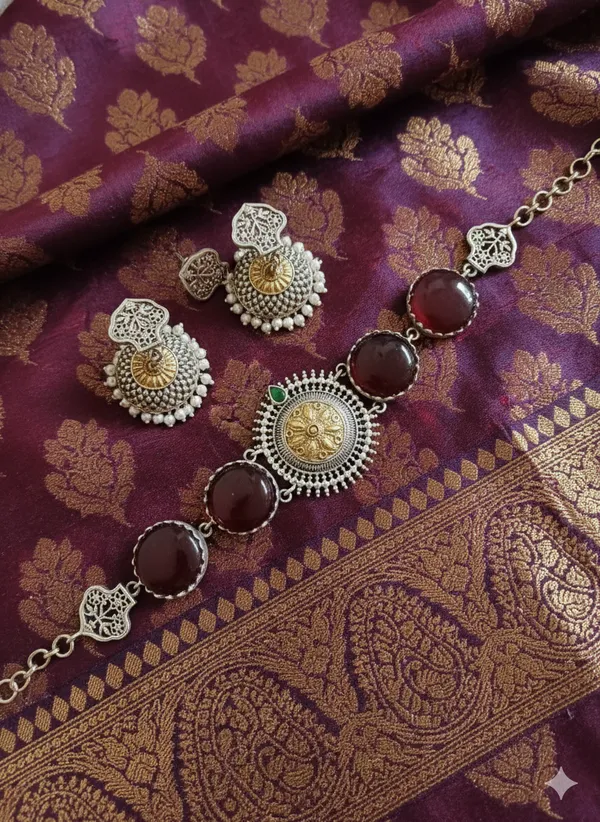 MANDALA_RED_DUALTONE_CHOKER_SET