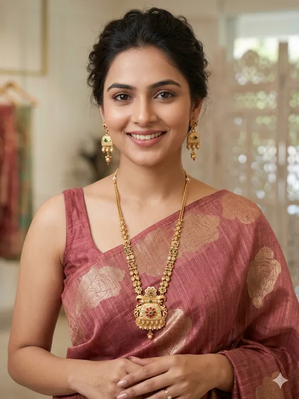 RECHAL_HERITAGE_GOLD_PLATED_LONG_NECKLACE_WITH_EARRINGS