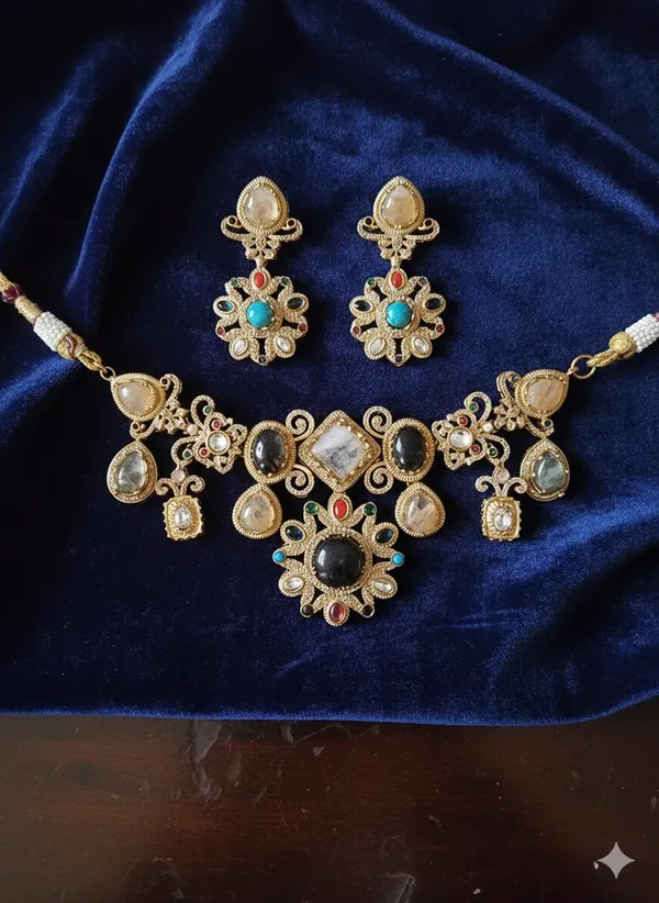 SAHAR_STATEMENT_FIRE_STONE_NECKLACE_WITH_EARRINGS_FOR_WOMEN
