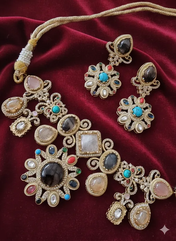 SAHAR_STATEMENT_FIRE_STONE_NECKLACE_WITH_EARRINGS_FOR_WOMEN