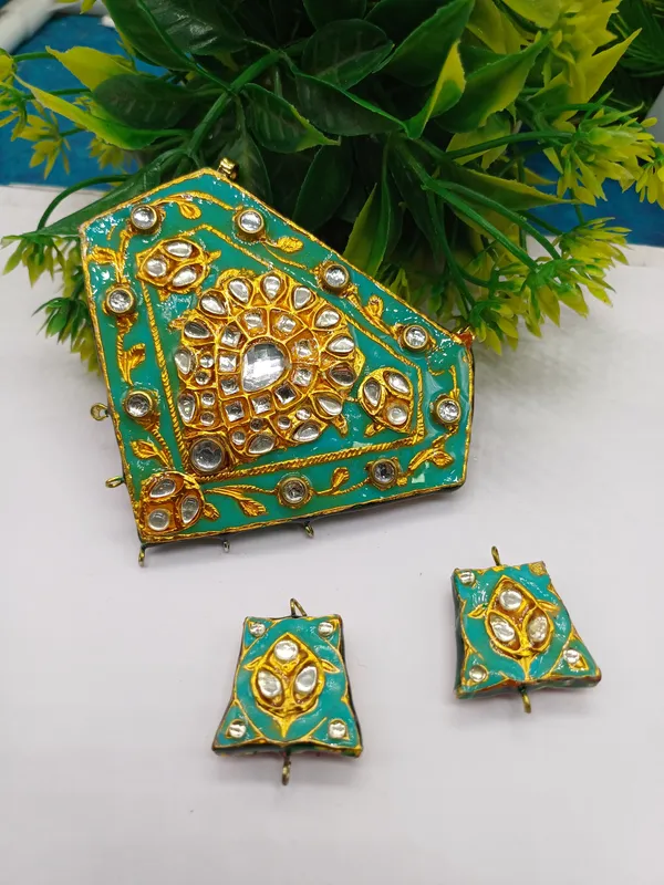 Turquoise_Alloy_And_Kundan_Stone_Premium_Kundan_Pendant_For_Jewellery_Making