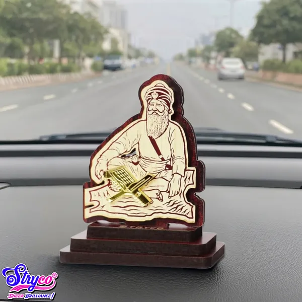 Beige_&_Dark_Red_Baba_Deep_Singh_Ji_Photo__3D_Car_Photo_Stand__Wooden_Car_Dashboard_Idol__Punjabi_Gift_Items__Sikh_Religious_Decorative_Wooden_Showpiece_,_3x2.5_Inches