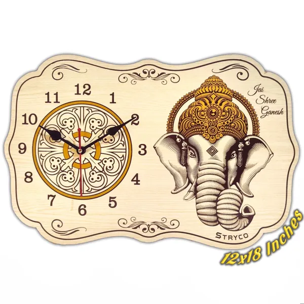 12x18_Inches_|_Ganesh_Ji_Photo_|_Wall_Clock__Home_And_Wall_Decor_Item_|_Non-Ticking_Silent_Clock__|_Unique_Spiritual_Gifts_Ideas_|_Beechwood