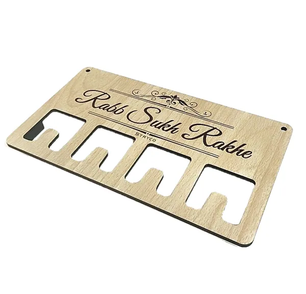 Beige_Rabb_Sukh_Rakhe_Wooden_Keychain_Holder_|_Wooden_Decorative_Accessory_|_Wooden_Keychain_Holder_|_Guru_Rakha