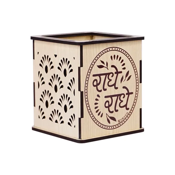 Beige_Wooden_Radhe_Radhe_Pen_Stand_|_Wooden_Pen_Stand_|_Gift_Item_|_Radhe_Radhe_|_Elegant_Gift_Item_|_Functional_Desk_Accessory