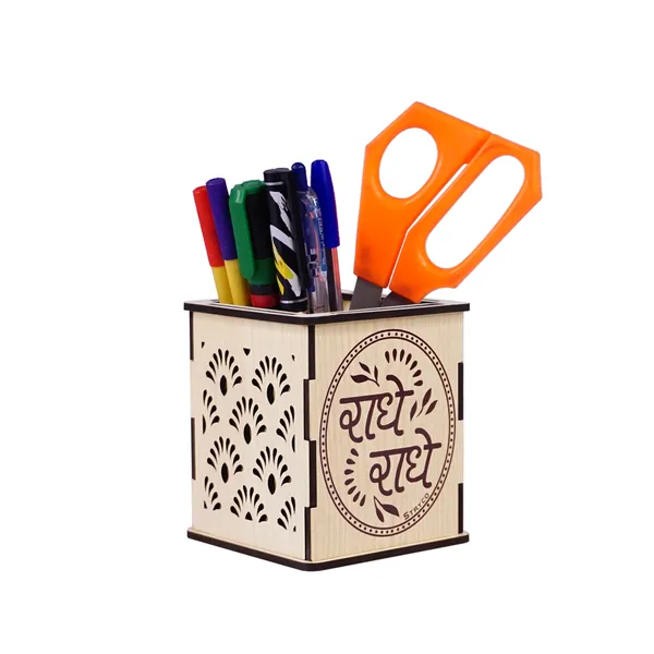 Beige_Wooden_Radhe_Radhe_Pen_Stand_|_Wooden_Pen_Stand_|_Gift_Item_|_Radhe_Radhe_|_Elegant_Gift_Item_|_Functional_Desk_Accessory
