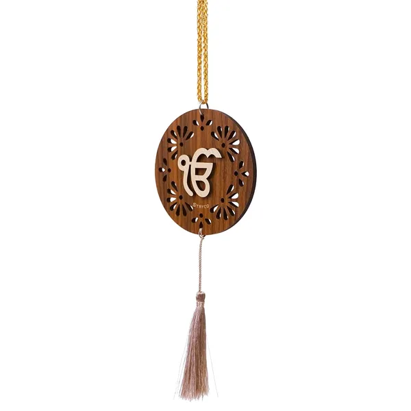 3_Pcs._|_Beige_&_Brown_3.5x3.5_Inches_Thick_3D_Ik_Onkar_Punjabi_Car_Rear_View_Mirror_Hanging_3_Pcs._Combo_|_Dual_Sided_Car_Decor_Accessory_3_Pcs._Combo_|_Spiritual_Gift_Item_|_Wooden_Sikh_Car_Hanging_Ornament_|_3_Pcs._Combo