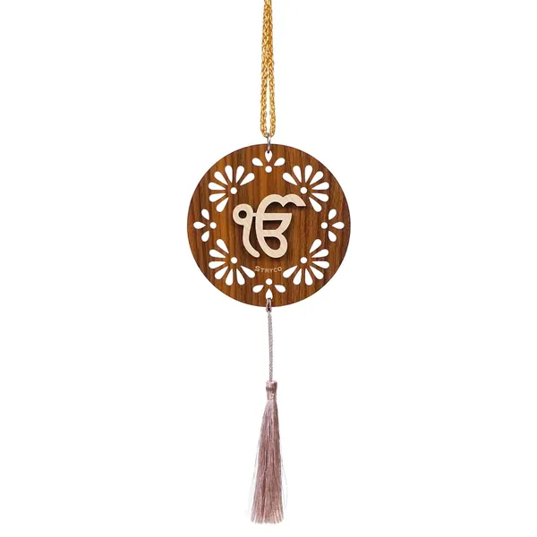 3_Pcs._|_Beige_&_Brown_3.5x3.5_Inches_Thick_3D_Ik_Onkar_Punjabi_Car_Rear_View_Mirror_Hanging_3_Pcs._Combo_|_Dual_Sided_Car_Decor_Accessory_3_Pcs._Combo_|_Spiritual_Gift_Item_|_Wooden_Sikh_Car_Hanging_Ornament_|_3_Pcs._Combo