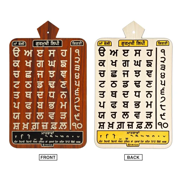 12x18_inches_|_Wood_&_Golden_Brown_Wood_Texture_Gurmukhi_Takhti_Wall_Hanging_|_Dual_Sided_Designing_|_Punjabi_Fatti_|_Punjabi_Varnmala_Home_Decor_Accessory_|_35_Akhar__Wooden_Wall_Art_|_Dual_Tone_-_Cream_Coloured__