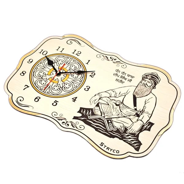 12x18_Inches_|_Baba_Deep_Singh_Ji_Photo_|_Silent_Wall_Clock_|_Home_And_Wall_Decor_Item_|_Sikh_Accessory_|_Punjabi_Wooden_Gift_Item_|_Non-Ticking_with_Silent_Sweep_Machine_|_Ivory_Beech_Wood_Texture_|_Beige