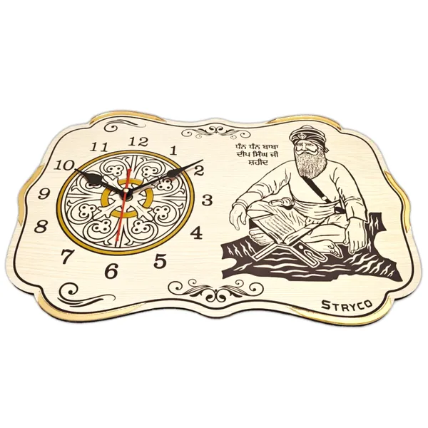 12x18_Inches_|_Baba_Deep_Singh_Ji_Photo_|_Silent_Wall_Clock_|_Home_And_Wall_Decor_Item_|_Sikh_Accessory_|_Punjabi_Wooden_Gift_Item_|_Non-Ticking_with_Silent_Sweep_Machine_|_Ivory_Beech_Wood_Texture_|_Beige
