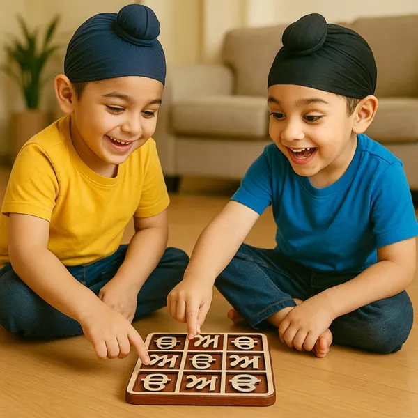 Tic_Tac_Toe_Board_Game_For_Kids_-_Punjabi_Gurmukhi_Uda_&_Aida_Characters,_Wooden_Material_With_Lid,_Noughts_And_Crosses,_Educational_Wooden_Puzzle_Punjabi_Game,_Gift_For_Punjabi_Kids_-_6X6_In