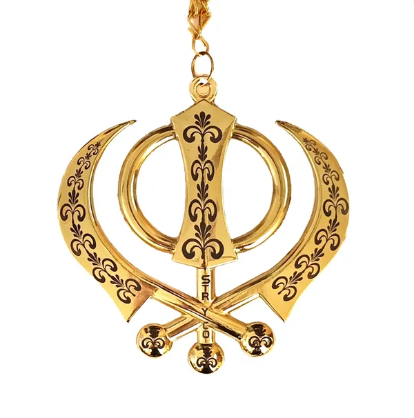 Golden_Metal_Khanda_Car_Hanging_Spiritual_Car_Accessory_|_Punjabi_Gift_Item_|_Premium_Car_Accessory_|_Metal_Khanda_|_Sikh_Gift_Ideas_|_4x4_Inches