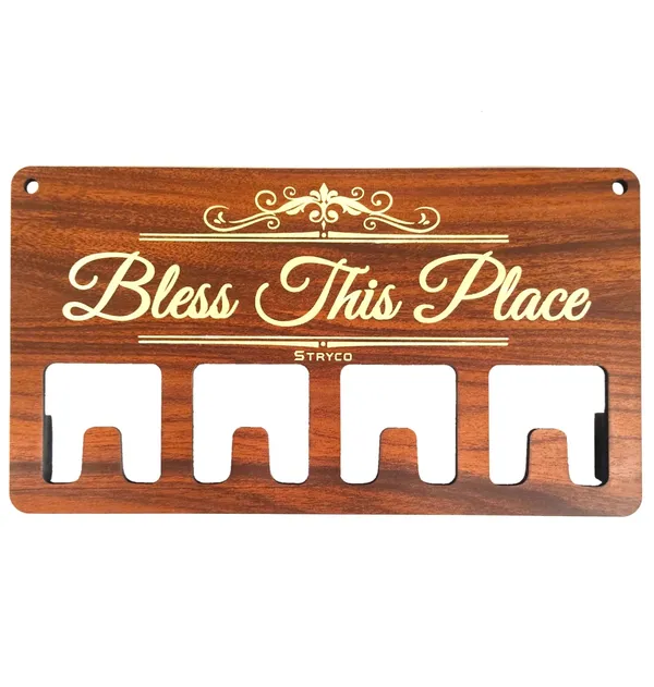 Brown_Bless_This_Place_Wooden_Keychain_Holder_|_Wooden_Decorative_Accessory_|_Wooden_Keychain_Holder_|_Bless_This_Place