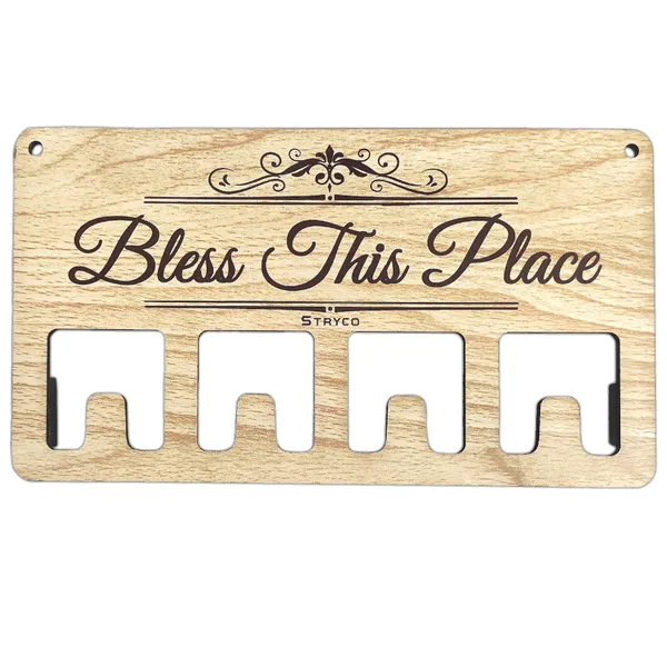 Beige_Bless_This_Place_Wooden_Keychain_Holder_|_Wooden_Decorative_Accessory_|_Wooden_Keychain_Holder_|_Bless_This_Place